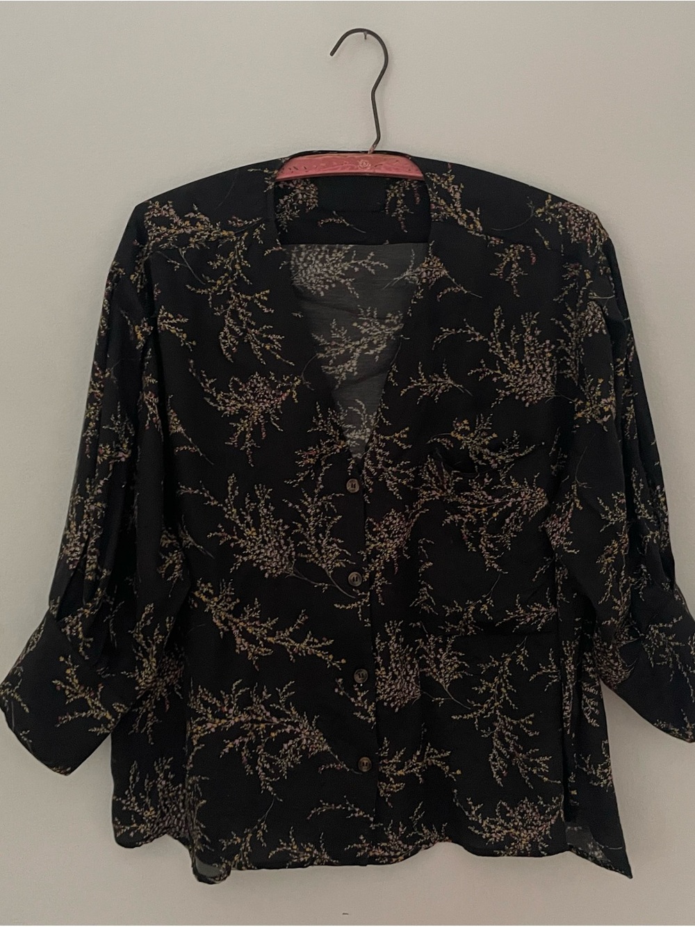 No. 6 Black Floral Button-Up Blouse